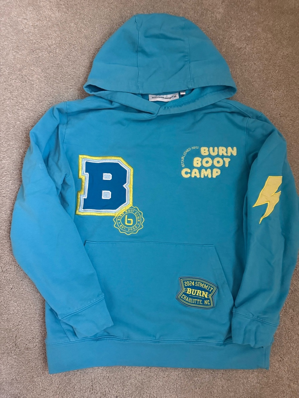XS Burn Boot Camp Hooded Sweatshirt with Patches - Summit 2024